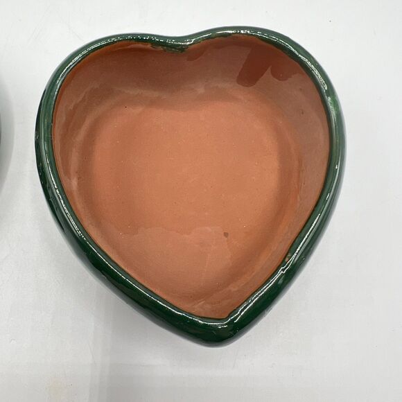 Hand Painted Mexican Redware Pottery Trinket Box Mosaic Glaze Heart Floral GLOWS - Picture 9 of 12